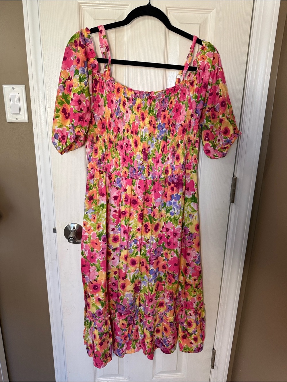 The Children's Place Women's Pink Floral Smocked Dress L